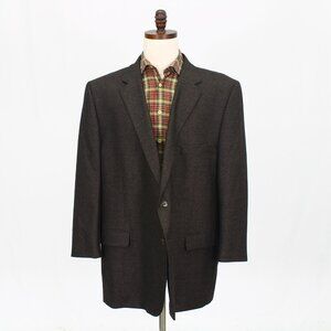 Bespoke 52R Brown Blazer Sport Coat Jacket 2-Button Herringbone Y551